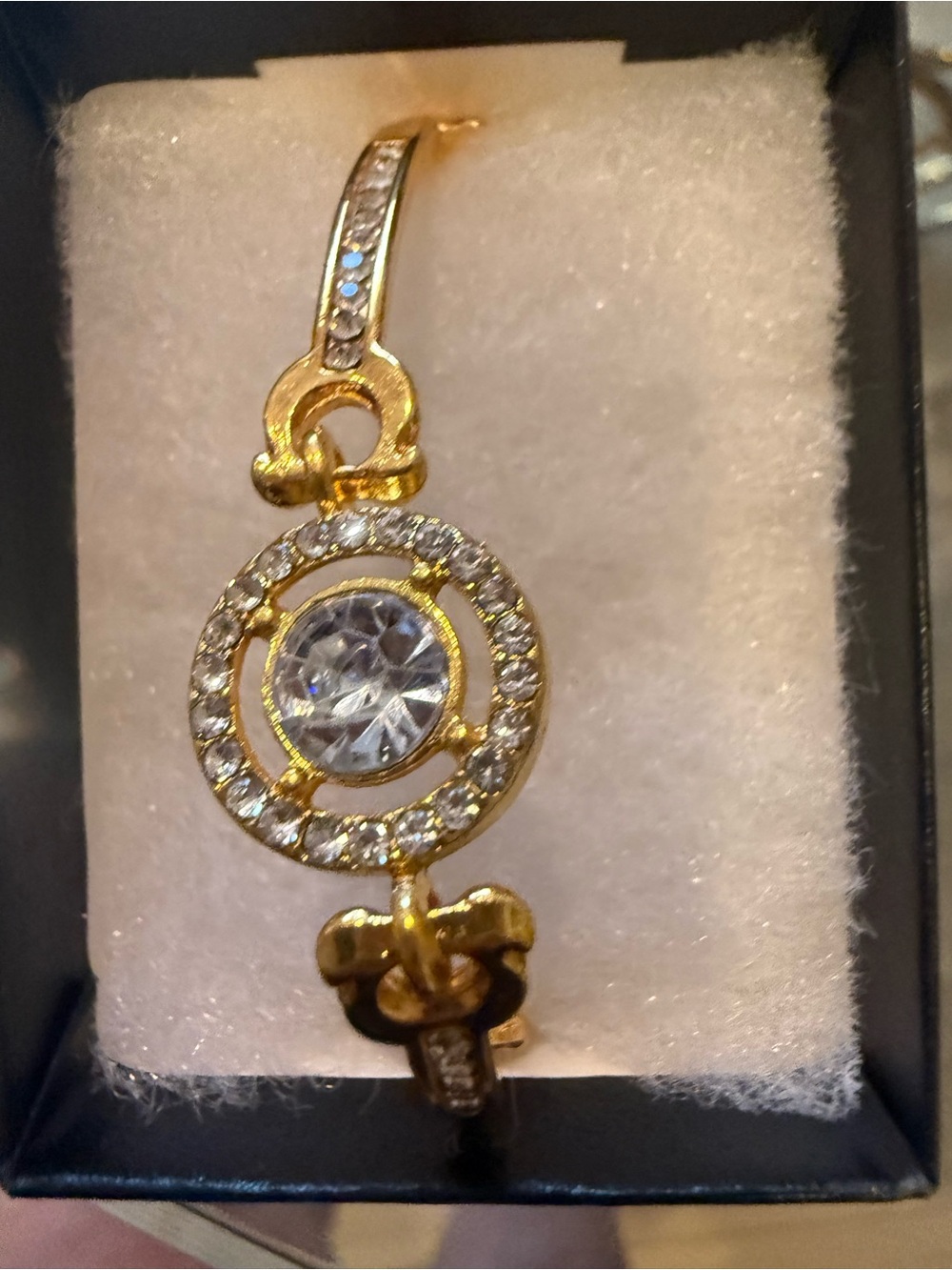Gold-Tone Crystal Circle Drop Pendant Necklace